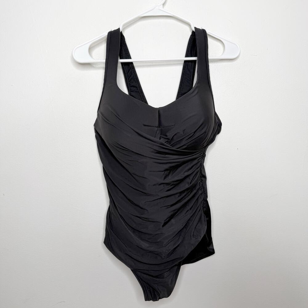 Miraclesuit Black Ruched Front One Piece Swimsuit